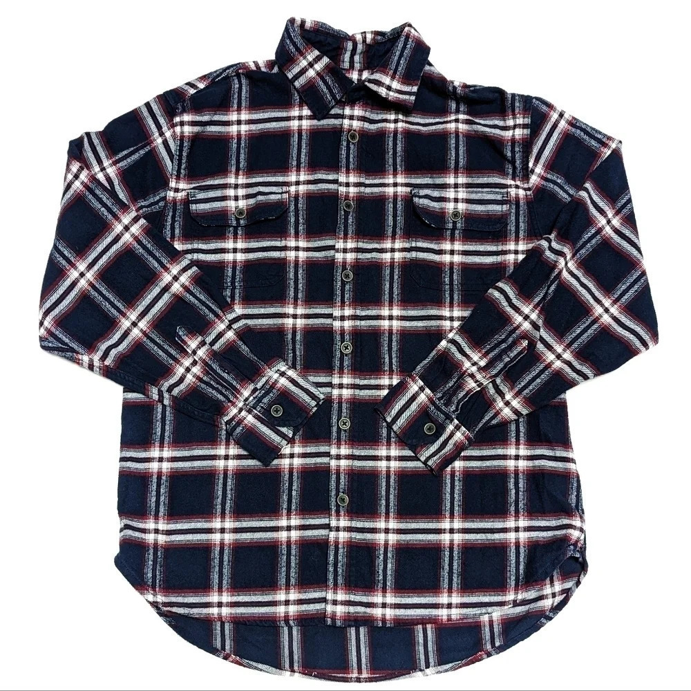 JACHS NY Men's 100% Cotton Flannel Plaid Shirt Jacket Shacket Red Blue Size L
